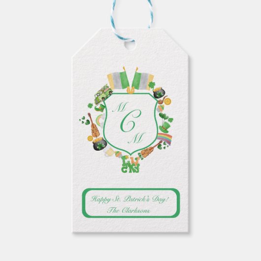 St. Patty's dag monogram kuif Gift Label Cadeaulabel (Voorkant)