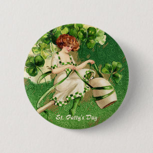 St. Patty's Day Meisje Knop Ronde Button 5,7 Cm