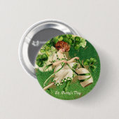 St. Patty's Day Meisje Knop Ronde Button 5,7 Cm (Voorkant /achterkant)