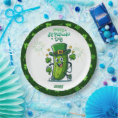 St Patty's Day Pickle Cartoon karakter Papieren Bordje (Feest)