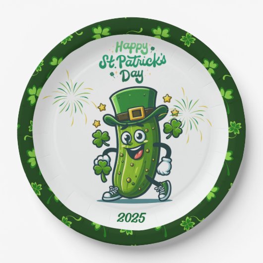 St Patty's Day Pickle Cartoon karakter Papieren Bordje (Voorkant)