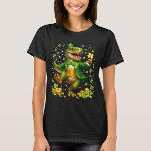 St Pattys dinosaurus die een smoking draagt Ierse  T-shirt