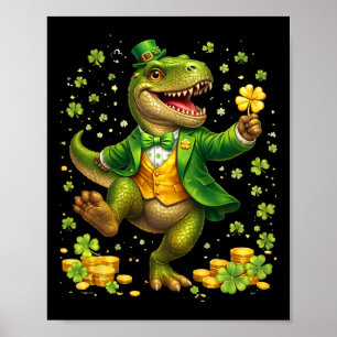 St Pattys dinosaurus draagt smoking Ierse heilige  Poster