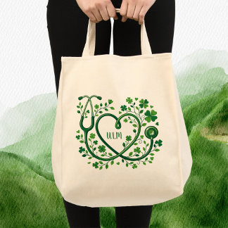 St Pattys Hartklaver Stethoscoop Verpleegkundigen Tote Bag