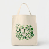 St Pattys Heart Clover Stethoscope Nurses Initials Tote Bag (Voorkant)