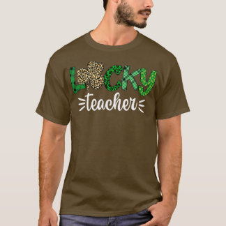 St Pattys Leopard Shamrock Lucky Teacher St Patric T-shirt