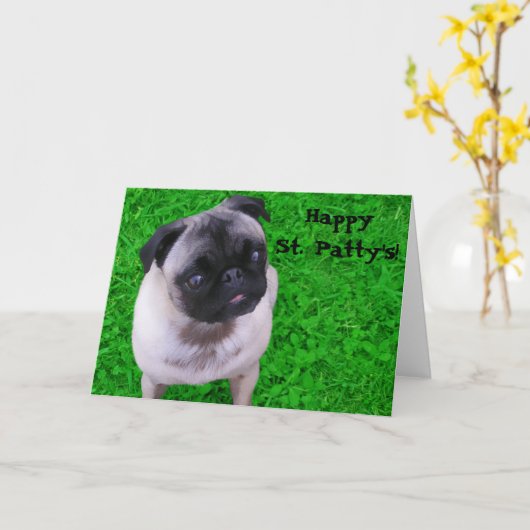 St. Patty's Pug Kaart (Gele Bloem)