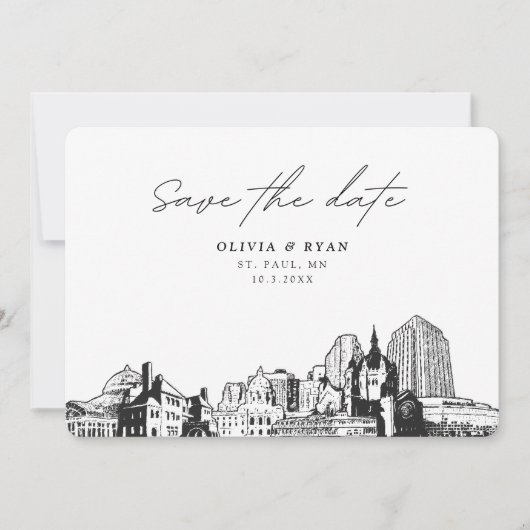 St. Paul Bruiloft Modern Save the Date Kaart (Voorkant)