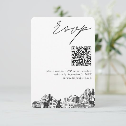 St. Paul Huwelijk Moderne RSVP QR Code Informatiekaartje (Staand voorkant)