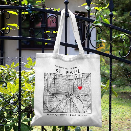 St. Paul Love Locator | Stadsplattegrond Bruiloft  Tote Bag