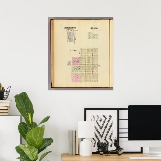 St. Paul, Marquette en St. Joe, Nebraska Poster (Thuiskantoor)