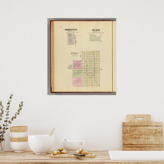 St. Paul, Marquette en St. Joe, Nebraska Poster (Keuken)