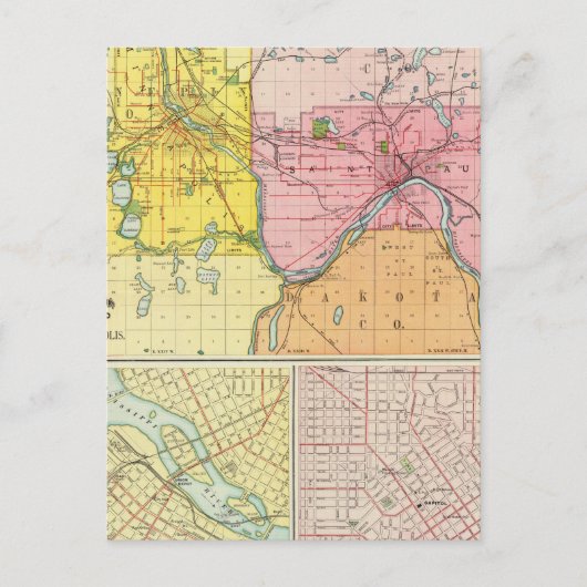 St. Paul, Minneapolis, Minnesota Briefkaart (Voorkant)