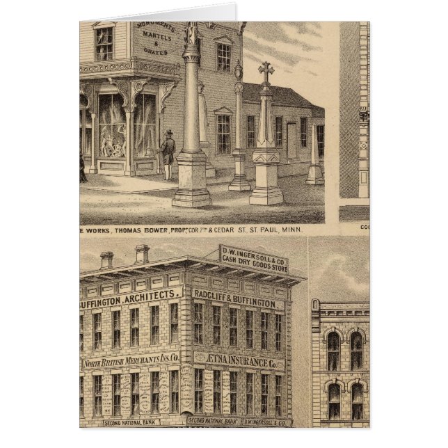 St. Paul, Minneapolis, Minnesota Lithografenkaart (Voorkant)