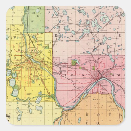 St. Paul, Minneapolis, Minnesota Vierkante Sticker (Voorkant)