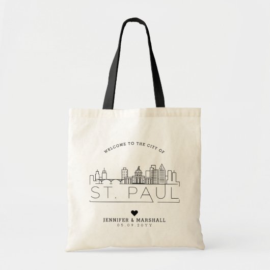 St. Paul, Minnesota bruiloft | Gestileerde skyline Tote Bag (Voorkant)