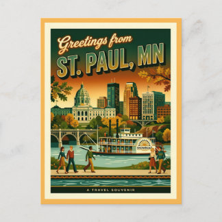 St Paul MN Groeten Retro 1970s Cool Briefkaart