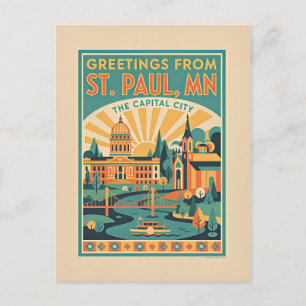 ST PAUL MN Hoofdstad Retro Reizen  Briefkaart