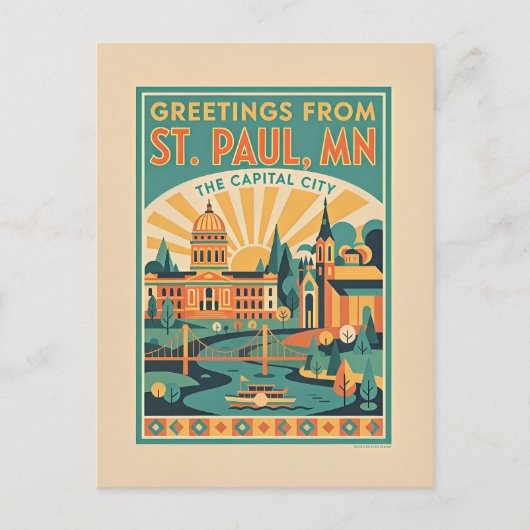 ST PAUL MN Hoofdstad Retro Reizen Briefkaart (Voorkant)