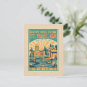 ST PAUL MN Hoofdstad Retro Reizen Briefkaart (Staand voorkant)