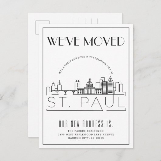 St. Paul Modern Deco | Adres Gewijzigd Aankondigingskaart (Voorkant / Achterkant)