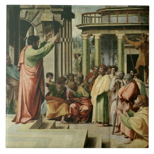 St. Paul Preaching in Athene (cartoon voor de vuis Tegeltje (Voorkant)
