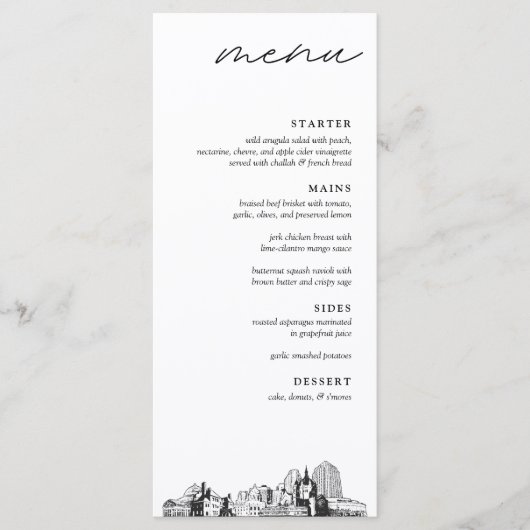 St. Paul Skyline bruiloft diner menu (Voorkant)