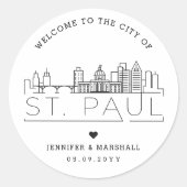 St. Paul Skyline | Bruiloft Welkom Favor Ronde Sticker (Voorkant)