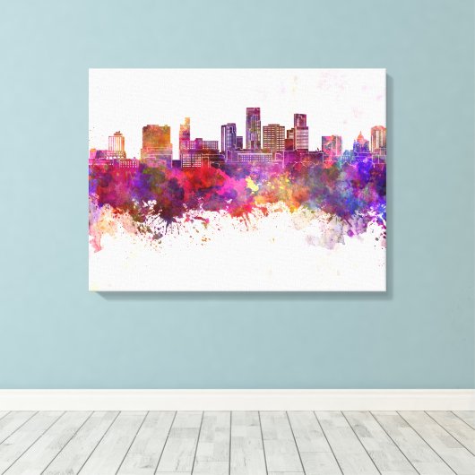 St. Paul skyline in waterverf achtergrond Canvas Afdruk (Insitu (Houten vloer))