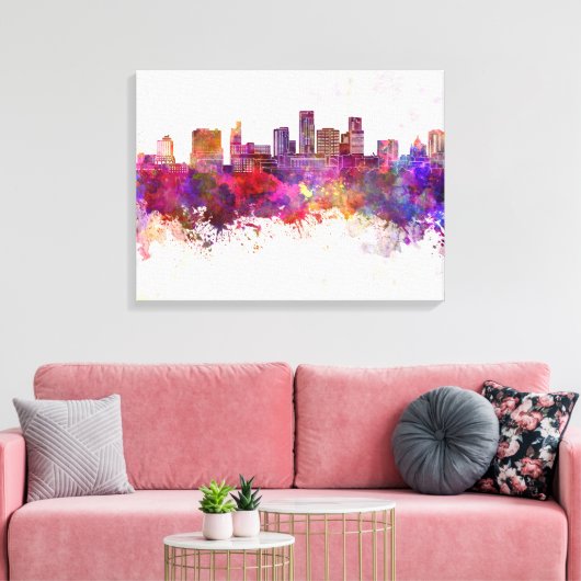 St. Paul skyline in waterverf achtergrond Canvas Afdruk (Insitu (Woonkamer))