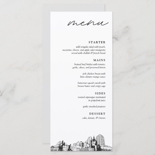 St. Paul Skyline Modern huwelijksdiner Menu (Voorkant / Achterkant)