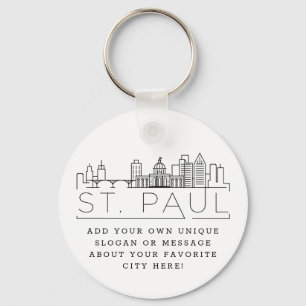 St. Paul Stylized Skyline   Aangepaste slogan Sleutelhanger