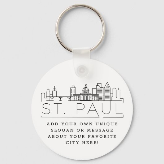 St. Paul Stylized Skyline | Aangepaste slogan Sleutelhanger (Voorkant)