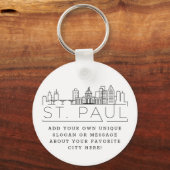 St. Paul Stylized Skyline | Aangepaste slogan Sleutelhanger (Voorkant)