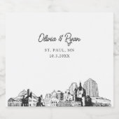 St. Paul Wedding gepersonaliseerde champagne label Sparkling Wijnetiket (Enkel label)