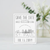 St. Paul Wedding | Gestileerde skyline De datum op Briefkaart (Staand voorkant)