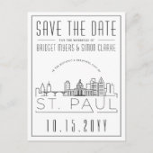 St. Paul Wedding | Gestileerde skyline De datum op Briefkaart (Voorkant)