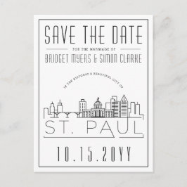 St. Paul Wedding | Gestileerde skyline De datum op Briefkaart