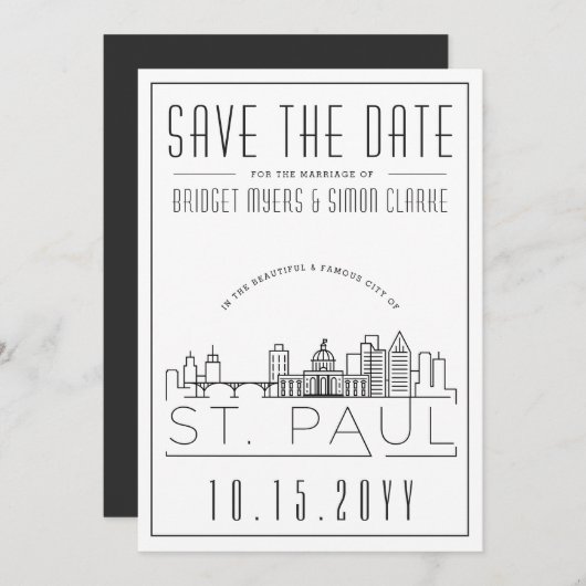 St. Paul Wedding | Gestileerde skyline De datum op Kaart (Voorkant / Achterkant)