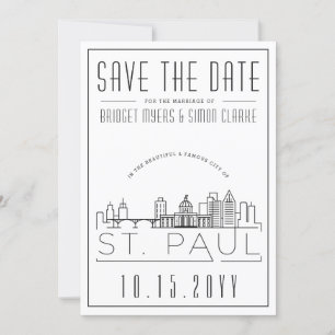 St. Paul Wedding   Gestileerde skyline De datum op Kaart