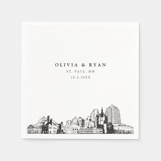 St. Paul Wedding Minimalistisch papier Servet (Voorkant)