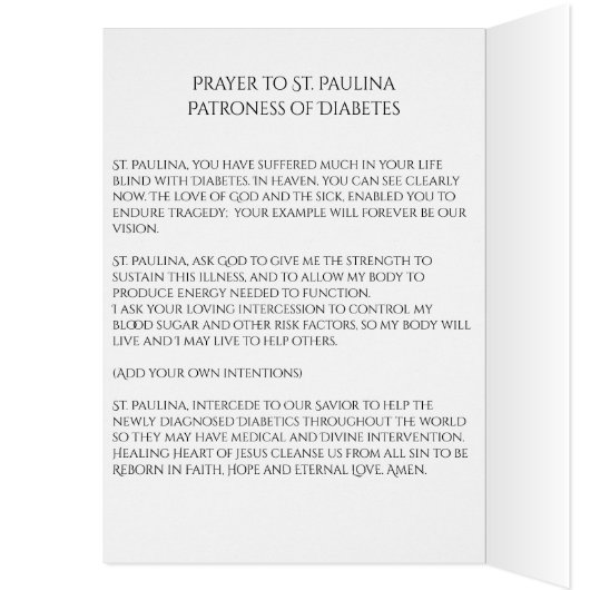 St. Paulina Patron Saint of Diabetics (Binnen (Links))