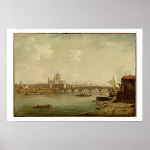 St. Paul's and Blackfriars Bridge, Londen, c.1770- Poster