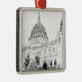 St. Paul's Cathedraal pen en inkttekening Metalen Ornament (Rechts)
