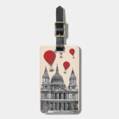 St Pauls Cathedral en Red Hot Air-ballonnen Bagagelabel (Voorkant verticaal)