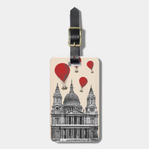 St Pauls Cathedral en Red Hot Air-ballonnen Bagagelabel