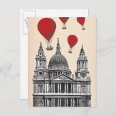 St Pauls Cathedral en Red Hot Air-ballonnen Briefkaart (Voorkant / Achterkant)