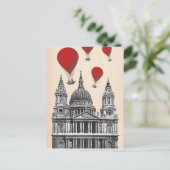 St Pauls Cathedral en Red Hot Air-ballonnen Briefkaart (Staand voorkant)