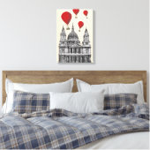 St Pauls Cathedral en Red Hot Air-ballonnen Canvas Afdruk (Insitu (Slaapkamer))