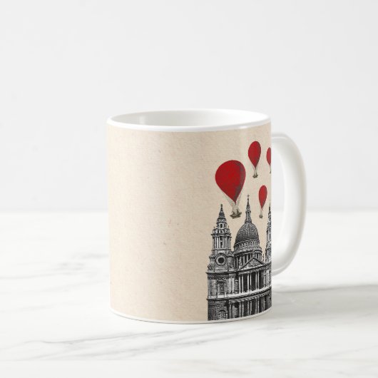 St Pauls Cathedral en Red Hot Air-ballonnen Koffiemok (Voorkant rechts)